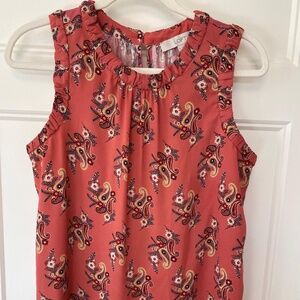 🌸 Loft Coral Pink Floral Sleeveless Blouse – Size M – Feminine & Flattering!